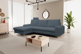 Masseno Narożnik VERONA z funkcją spania i pojemnikiem na pościel Narozniki L, Rozkładana sofa - Niebieski, LOFT 14