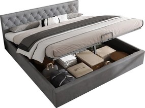 Łóżko 180x200 cm z weluru z stelażem na listwy - Szary