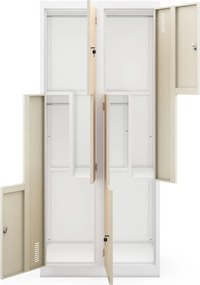 Szafa socjalna czterokomorowa Eco Design Julia 80x45x185 cm, biały/dąb sonoma