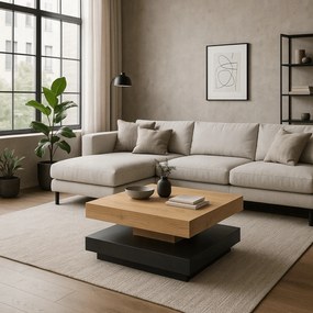 Stolik Kawowy Obrotowy PICO 67 cm do Salonu Dąb Artisan/Antracyt Nowoczesny