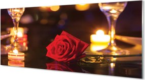 Panel nad Blat Kuchenny Róża, Świece i Kieliszki