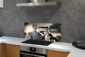 Panel szklany do Kuchni Rowerzysta na tle Chmur