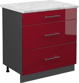 Szafka dolna do kuchni bordowa czerwień wysoki połysk 80x60x82 fame-line