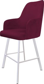 Hoker Westa krzesło barowe tkanina Welur podstawa metalowa luksusowy klimat wnętrza : Kolor nogi - Biały profil, Kolor tkaniny - VELVET - MG02, Typ siedziska - Siedzisko stałe