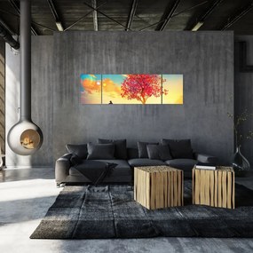 Obraz drzewa na wzgórzu (170x50 cm)