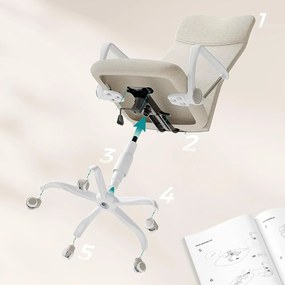 SongmicsHome Krzesło biurowe DINA, max. 120 kg, beżowa/biała