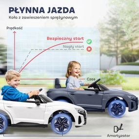 HOMCOM Elektryczne auto dla dzieci z pilotem, pasem bezpieczeństwa, sygnałem dźwiękowym, muzyką, reflektorami, do 5 km/h, 3-5 lat, Szary