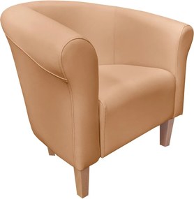 Fotel Milo tkanina Eko-skóra elegancki fotel do salonu i gabinetu : Kolor nogi - Drewno, Kolor tkaniny - EKO-SKÓRA - 14D, Wysokość nogi - 15 cm