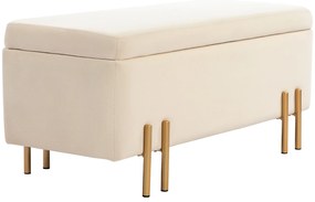 HOMCOM Ławka tapicerowana z miejscem do przechowywania, Skrzynia, Pianka, Metal, Drewno kauczukowe, 100 x 40 x 42 cm, Beżowy