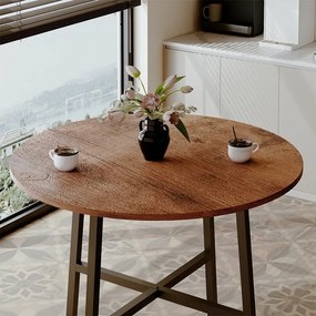 Stolik kawowy ława industrialny okrągły do salonu retro brąz loft vintage