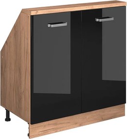 Szafka kuchenna na dach skośny czarny wysoki połysk 80x46x81.6 r-line