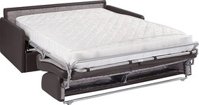 Kanapa 4-osobowa rozkładana typu express z szarej ekoskóry z siedziskiem z pianki z pamięcią kształtu - Powierzchnia spania 160 cm - Materac 18 cm CALIFE