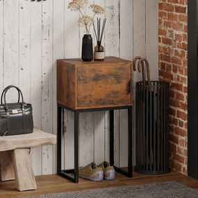 HOMCOM Wąski stolik konsolowy, szafka, design industrialny, salon przedpokój, 40x30x76cm, Rustykalny-Brąz