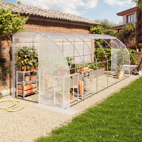 TOOLPORT 2 x 6 m Przyścienny tunel foliowy plandeka PE biały - (9034)