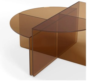 Brązowe szklane okrągłe stoliki zestaw 2 szt. ø 80 cm Velta – MOME