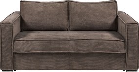 Kanapa 3-osobowa rozkładana typu express z brązowego weluru sztruksowego z siedziskiem z pianki z pamięcią kształtu - Powierzchnia spania 140 cm - Materac 22 cm z pianki z siedziskiem z pianki i z pamięcią kształtuLORETO
