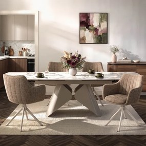 Zestaw Stół Rozkładany VERONA 160-240 cm Biały Marmur/Kaszmir i 4 Krzesła ASPEN 2 Beżowe