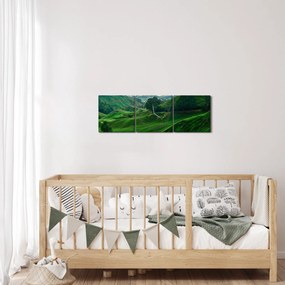 Obraz - Plantacje herbaty w Malezji (z zegarem) (90x30 cm)
