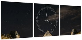 Obraz - Luwr w nocy (z zegarem) (90x30 cm)
