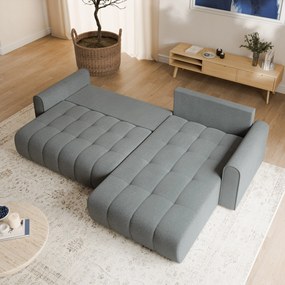 Masseno Narożnik FRIGA z funkcją spania i pojemnikiem na pościel Narozniki L, Rozkładana sofa - Szary, ARAGON 93