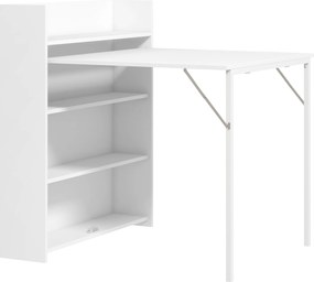 HOMCOM Rozkładany Stół Do Jadalni, Idealny Do Małych Przestrzeni, z 4 Dyskretnymi Półkami, Składany Stół Kuchenny, Funkcja Przeciw Przewrotom, Biały