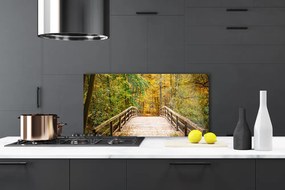 Szkło do Kuchni na Ścianę Drewniany Mostek Nad Potokiem