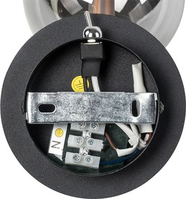 Rustykalny reflektor czarny regulowany z przydymionym szkłem - Athens