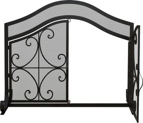 HOMCOM Siatka przeciw iskrom dla kominka, elegancki wzór, podwójne drzwi, magnetyczne zamknięcia, czarny, 105 x 40 x 80,5 cm