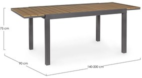 Aluminiowy stół ogrodowy 90x140 cm Elias – Bizzotto