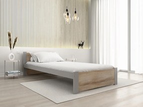 Łóżko IKAROS 90 x 200 cm, dąb sonoma/szary Stelaż: Ze stelażem listwowym rolowanym, Materac: Materac Coco Maxi 20 cm