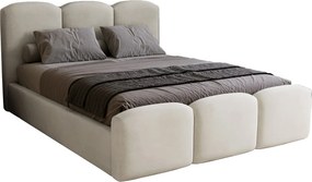 Łóżko dwuosobowe 140x200 cm Capri - pojemnik, stelaż metalowy - welur, jasny szary (Magic Velvet 2218)