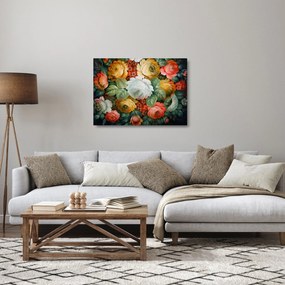 Obraz na szkle namalowanego bukietu kwiatów (70x50 cm)