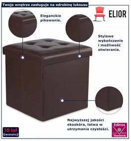 Brązowa pufa pikowana ze schowkiem G1-S27