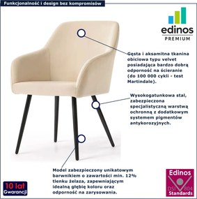 Zestaw 4 beżowych krzeseł tapicerowanych welurem - Terviso 2X