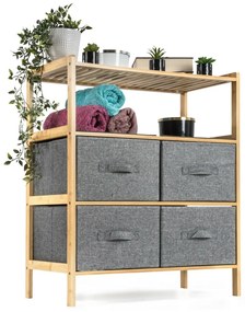 G21 Bambusowy regał z koszykami, 3 półki, szary, 3 piętra