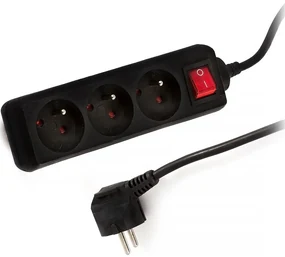 Retlux RPC 21B Przedłużacz z przełącznikiem, czarny, 3 gniazda, 5 m