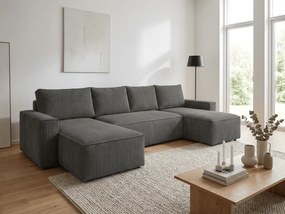 PROMOCJA Ciemnoszary narożnik w kształcie litery U SMART COSARO 295x140 cm II. jakość