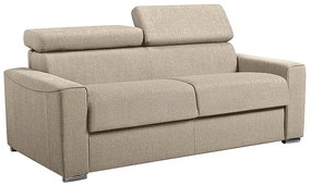 Kanapa rozkładana 3-osobowa VIZIR typu express z tkaniny – kolor beżowy – miejsce do spania z szerokimi listewkami 140 cm – materac 22 cm z pamięcią kształtu