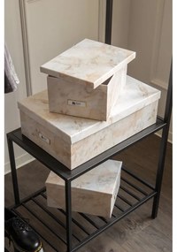 Beżowe kartonowe pojemniki dekoracyjne z pokrywką zestaw 3 szt. 31x47x15,5 cm Inge Paper Laminate – Bigso