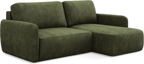 Narożnik prawostronny z funkcją spania - z tkaniny szenilowej - oliwkowy - LILO