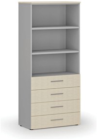 Szafa biurowa z szufladami PRIMO GRAY, 800 x 420 x 1781 mm, szary/brzoza