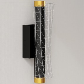 HOMCOM Lampa ścienna LED do wnętrz z geometrycznym wzorem siatki, regulowana, czarna