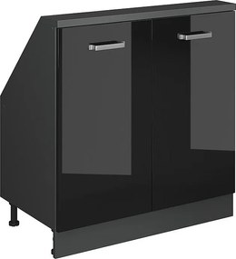 Szafka kuchenna na dach skośny czarny wysoki połysk 80x46x81.6 r-line