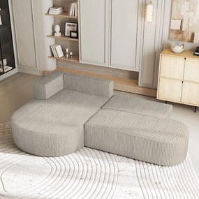 Masseno Narożnik CORTIO z funkcją spania i pojemnikiem na pościel Narozniki L, Rozkładana sofa - Kremowy, POSO 100