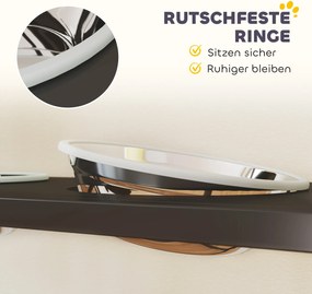 PawHut Podwyższona miska dla psa Regulowana wysokość Miska z miejscem do przechowywania Poidło 2 x 800 ml miski ze stali nierdzewnej 89,5x27x74 cm Czarny | Aosom PL