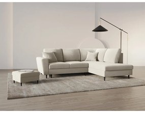 Beżowy aksamitny rozkładany narożnik ze schowkiem (prawostronny/w kształcie litery L) Kyoto – Cosmopolitan Design
