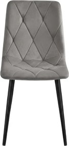 Szare aksamitowe krzesło LIBRA SILVER GREY z czarnymi nogami