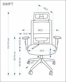 Ergonomiczny fotel biurowy z regulacjami Swift Halmar, zgodny z normą BHP