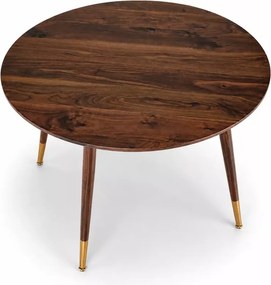 Okrągły stół Hestiano 110 cm w kolorze orzechowym z MDF i złotymi detalami do jadalni
