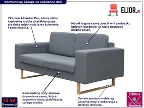 Jasnoszara, awangardowa sofa dla dwóch osób – Foxal 3X